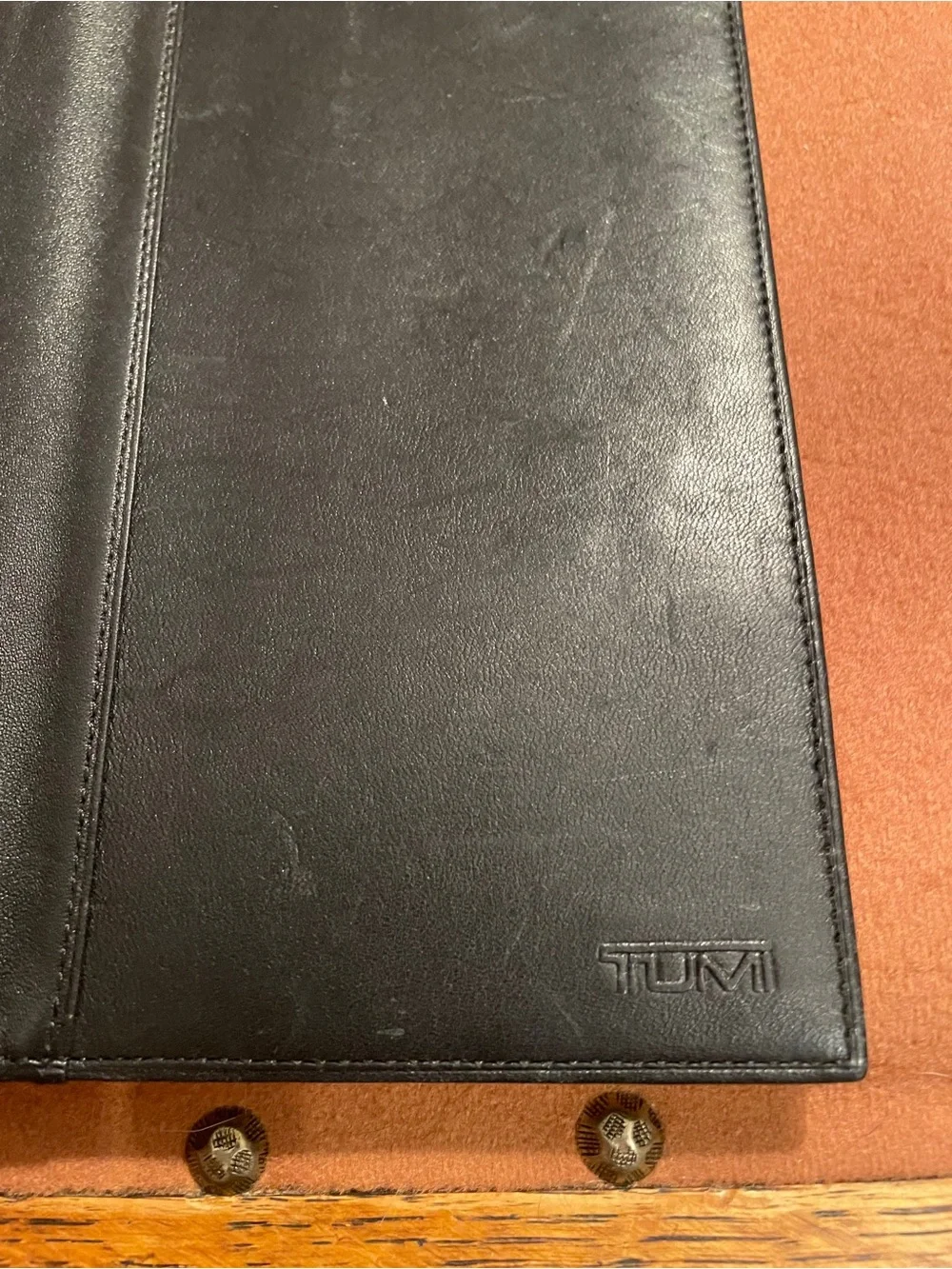 Tumi Black Leather Long Wallet, Travel Checkbook Cover, Passport, Portfolio